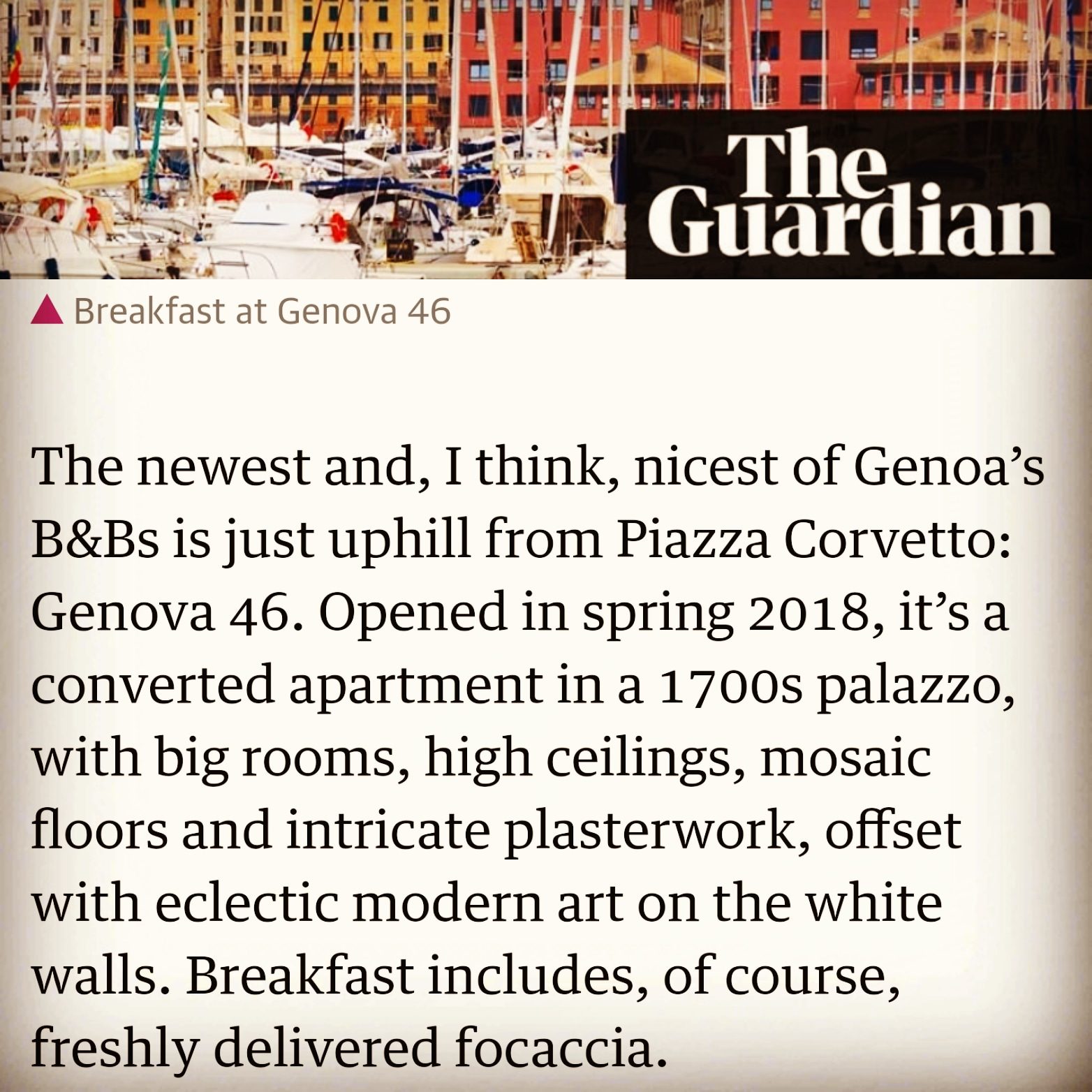 The Guardian — A local’s guide to Genoa: 10 top tips